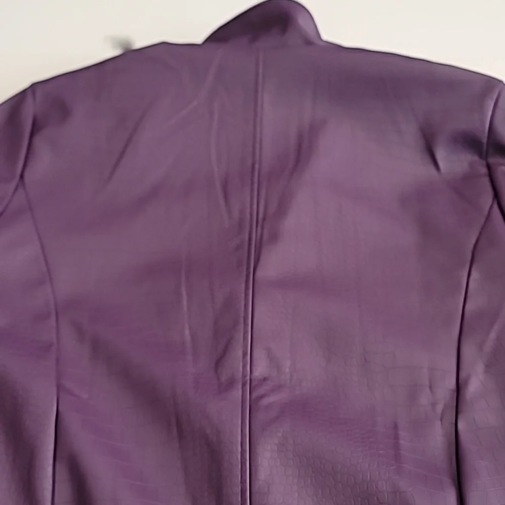 Suicide Squad Pleather Croc Print Trench Coat Purple Medium - Picture 10 of 16